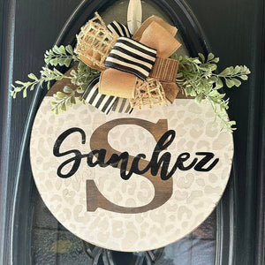 Rustic Last Name Door Hanger Sign