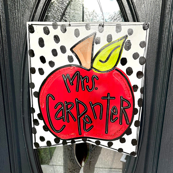 Teacher Apple Door Hanger Sign