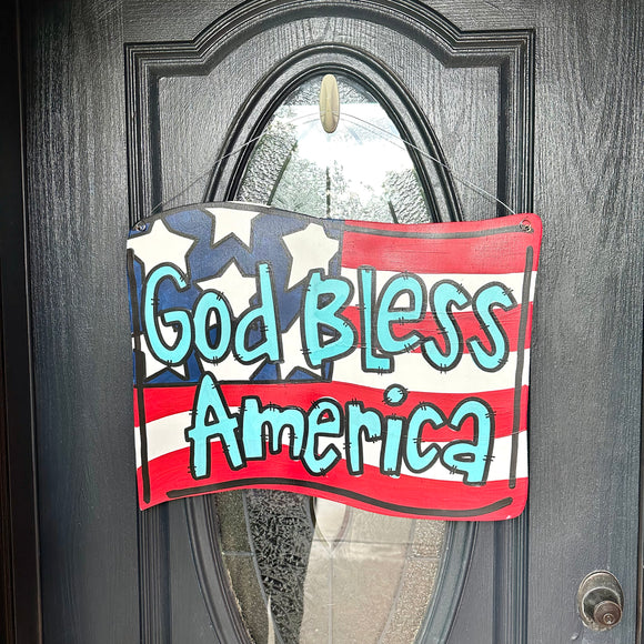 God Bless America Door Sign